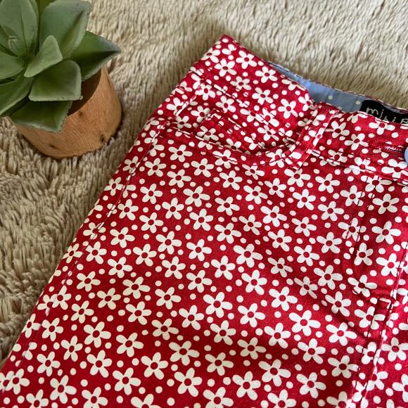 Cute Mini Boden Red Floral-Print Cropped Capri Length Pants Size: 9Y - Picture 4 of 15